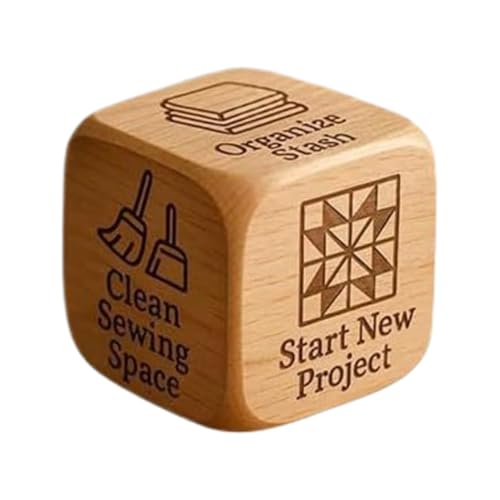 Quilting Decision Dice, Handmade Wood Dice, Six-Sided Sewing Tool, Sturdy Engraved Task Cube, Creative Accessory for Sewists Crafters Hobbyists Enthusiasts Lovers, 1.97 Inches von zwxqe