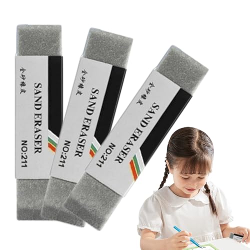 Sand Eraser, 3 Pieces Precision Art Gum Erasers, Non-Abrasive, Smudge-Proof Study Supplies for Calligraphy, Exam Preparation, Technical Drawing, Sketching, Convenient Cleaning von zwxqe