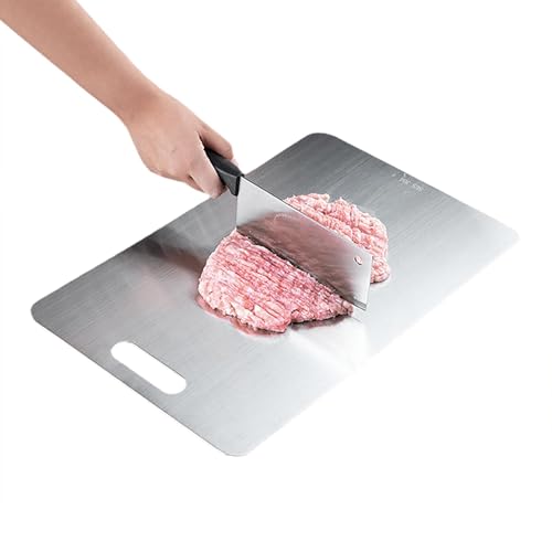 Titan-Schneidebrett, Edelstahl-Schneidebrett, Metall-Schneidebrett, Stahl-Schneidebrett, Küchenstahl-Schneidematte, Edelstahl-Gemüsebrett, rostbeständiges Schneidebrett von zwxqe