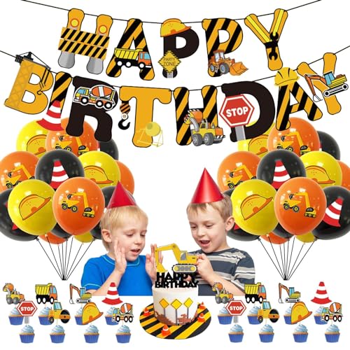 Truck Birthday Party Decorations, Truck Theme Table Decor, Truck Birthday Banner, Construction Theme Cake Toppers, Truck Theme Balloon Decor, Children's Construction Birthday Party Décor von zwxqe