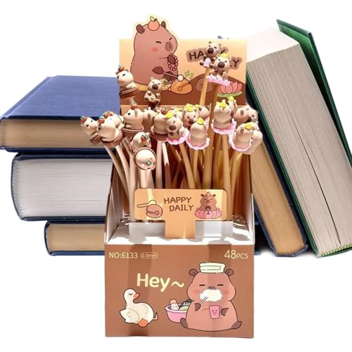 zwxqe Gelschreiber - 0.5 Mm Niedliche Capybara Kugelschreiber,48 Stücke Schreibwaren Für Flüssige Tinte Schüler Büro Partygeschenk Mädchen von zwxqe