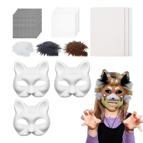 zwxqe Halloween-Gesichtsabdeckungs-Set, Halloween-Kätzchen-Gesichtsbedeckung, Kunst-Bastelset, Kostüme, Rollenspiele für Damen, Herren, Kinder, Erwachsene, Veranstaltungen, Fotoshootings von zwxqe