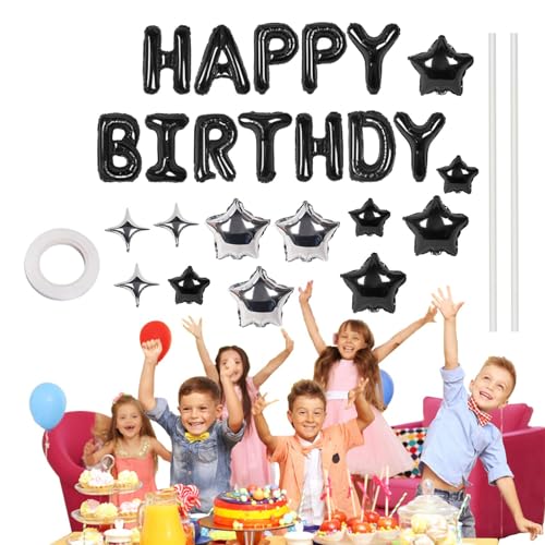 zwxqe Happy Birthday Folienballons, Geburtstag Party Ballons, Aufblasbare Party Dekor, Buchstaben & Stern Luftballons Geburtstag Party Set für Jungen Mädchen Frauen Männer von zwxqe