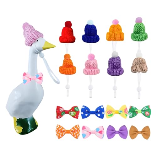 zwxqe Schreibtisch-Gänse-Outfits – Mini-Schreibtisch-Gänse-Kopfbedeckung | Statue mit Mini-Strickmützen und Fliegen für Halloween-Party, festliche Veranstaltungen, Versammlungen, Weihnachtsfeiern von zwxqe