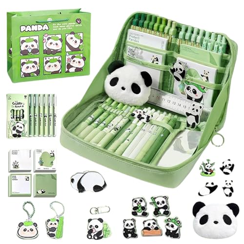 zwxqe Schulbedarf Set | Schulmaterial Für Schüler - Panda Design Haftnotizen Ansteckbroschen Anhänger Aufbewahrungsbox Zubehörset Für Schüler Jugendliche Kinder Mädchen Kindergarten Zuhause von zwxqe