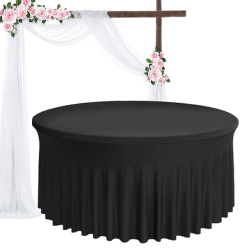 zwxqe Tischtuchrock - 5ft/6ft runde Cover für Festliche Feierlichkeiten, Elegantes dekoratives mit Röcken, perfekt für Weihnachten Hochzeitskarneval Bankett Taufe Graduierung Babyparty von zwxqe