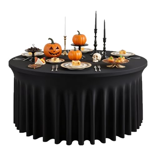 zwxqe Tischtuchrock - 5ft/6ft runde Cover für Festliche Feierlichkeiten, Elegantes dekoratives mit Röcken, perfekt für Weihnachten Hochzeitskarneval Bankett Taufe Graduierung Babyparty von zwxqe