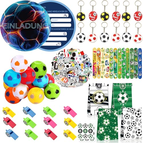 zycBernoi 122 Fußball Party Mitgebsel Kinder mit Fussball Einladungskarten, Geschenk Taschen, Schnapparmband, Schlüsselanhänger, Pfeifen, Sticker, Spinning-Fußball für Kindergeburtstage zycBernoi 122 Fußball Party Mitgebsel Kinder mit Fussball Einladungskarten, Geschenk Taschen, Schnapparmband, Schlüsselanhänger, Pfeifen, Sticker, Spinning-Fußball für Kindergeburtstage von zycBernoi