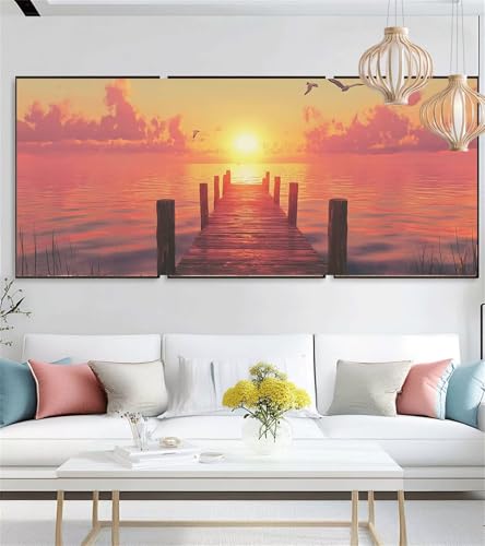 Diamond Painting Kinder Sonnenuntergang Diamond Painting Erwachsene Groß Die Brücke Diamant Kunst Stickerei Set Diamant Malerei DIY Bastelset für Deko Wohnzimmer 40x100cm,Geschenke für Mädchen i-1346 von zzgoanguo