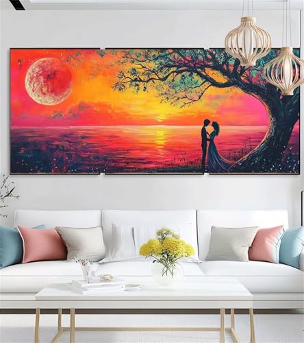 Diamond Painting Kinder Sonnenuntergang Diamond Painting Erwachsene Groß Ehepaar Diamant Kunst Stickerei Set Full Diamant Malerei DIY Bastelset Deko Wohnzimmer 60x150cm,Geschenke für Mädchen i-1349 von zzgoanguo