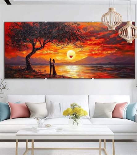 Diamond Painting Kinder Sonnenuntergang Diamond Painting Erwachsene Groß Ehepaar Diamant Kunst Stickerei Set Full Diamant Malerei DIY Bastelset Deko Wohnzimmer 80x200cm,Geschenke für Mädchen i-1348 von zzgoanguo