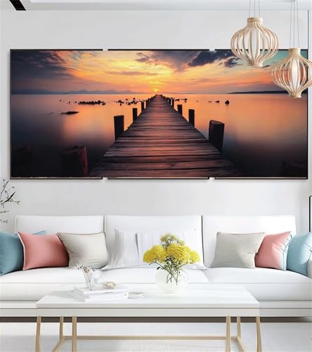Sonnenuntergang Diamond Painting Brücke Diamond Painting XXL 40x80cm Diamant Mosaikherstellung Bastelset Erwachsene Mädchen DIY 5D Diamant Kreuzstich Leinwand Art Zimmer Deko,Frauen Geschenke i-1347 von zzgoanguo