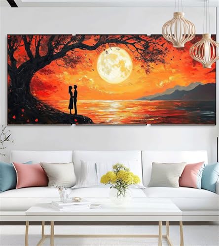 Sonnenuntergang Diamond Painting Paar Diamond Painting XXL 40x80cm Diamant Mosaikherstellung Bastelset Erwachsene Mädchen DIY 5D Diamant Malerei Kreuzstich Leinwand Art Zimmer Deko, Geschenke i-1350 von zzgoanguo